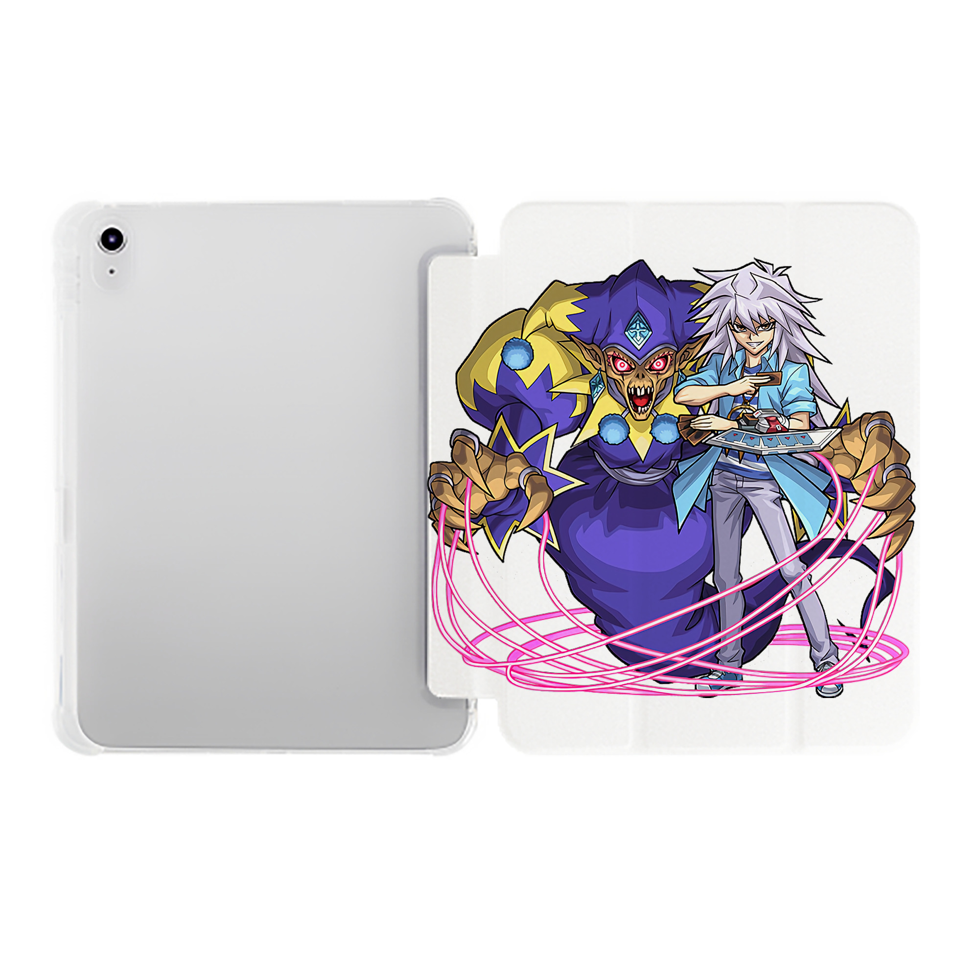 （画像用） 遊☆戯☆王 Yu-Gi-Oh! IPad ケース ペン収納付き 三つ折りスタンド PUレザー×シリコン 対応機種9.5/10.5/10.9インチ